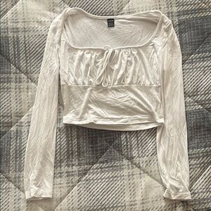 SHEIN White Long Sleeve Crop Top